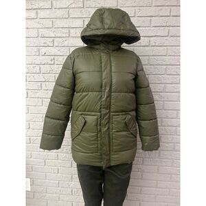 La Redoute Collection Green Girls Puffer Coat With Hoodie Size 12Y